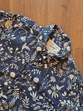 Eighteen Waits - Dylan Short Sleeve Modern Toile Shirt - Large - Navy